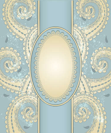 vector template with eastern  pattern and place for your text on  grungy background のイラスト素材
