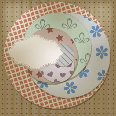 vector lacy napkin on retro circle patterns, can be used separatelyのイラスト素材