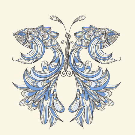vector concept butterfly with wings - fishes, fishes can be used separately  のイラスト素材