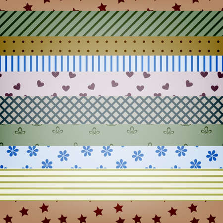 vector seamless textile stripes pattern, each stripe can be used separately as seamless patternのイラスト素材