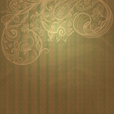 vector vintage spring  greeting card with place for your textr, old paper textureのイラスト素材
