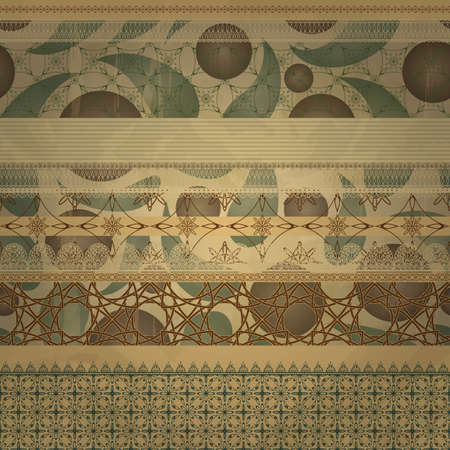 vector  retro seamless  patterns on abstract seamless background on old paper textureのイラスト素材