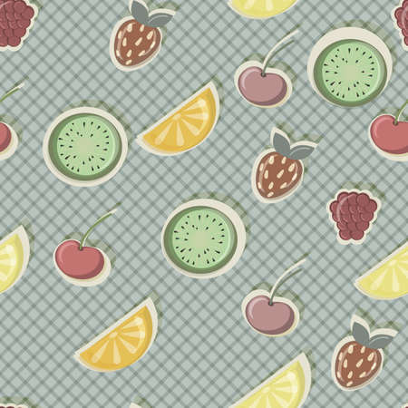seamless retro pattern with fruits and berries