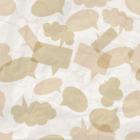 seamless pattern with speech bubbles on  crumpled paper textureのイラスト素材