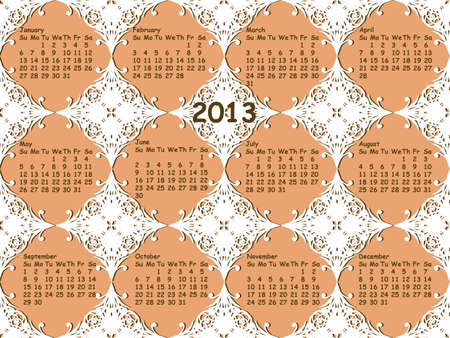  seamless vintage lacy  pattern with 2013 calendarのイラスト素材