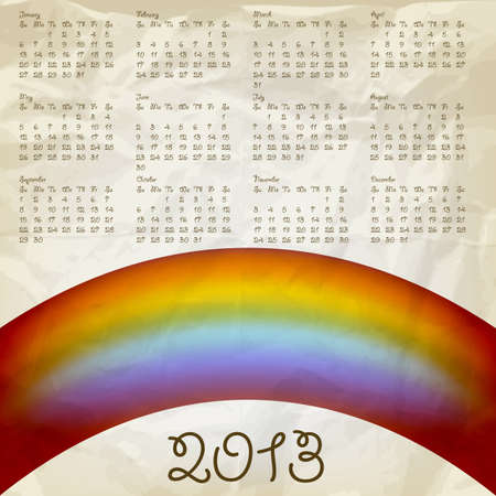 calendar on abstract background with rainbow, crumpled paper textureのイラスト素材