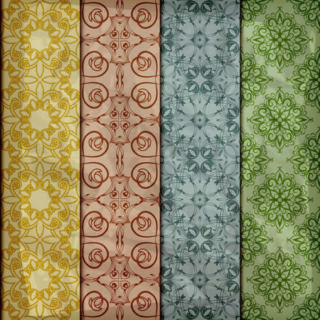 seamless retro pattern, vintage l style,  floral pattens can be used separately, crumpled paper textureのイラスト素材