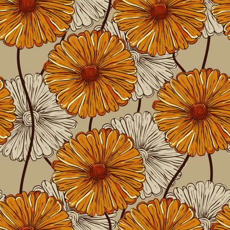 Seamless Pattern with Abstract Flowersのイラスト素材