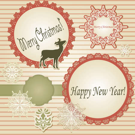 vector christmas scrapbook design template, seamless lacy brushes includedのイラスト素材