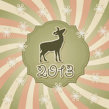 vector new year greeting card with deerのイラスト素材