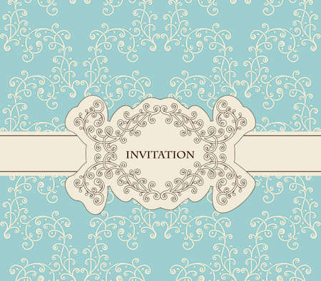 invitation on floral frame and seamless floral patternのイラスト素材