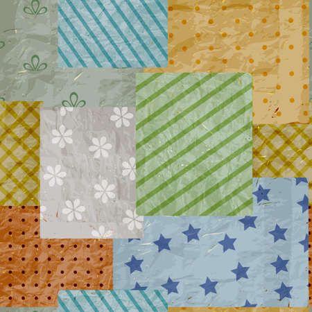  seamless pattern with retro crumpled papers,   transparency effects, clipping maskのイラスト素材