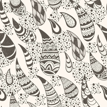 vector seamless paisley  pattern, hand drawn doodle style, fully editable eps 8 file with clipping mask, elements can be used separately, seamless pattern in swatch menuのイラスト素材