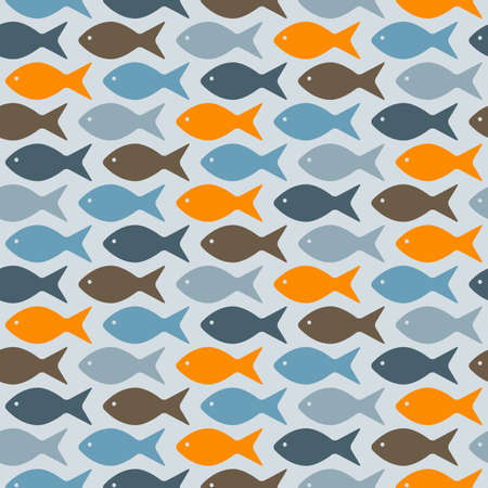 vector seamless pattern with fishes, fully editable eps 8 file with clipping masks and pattern in swatch menuのイラスト素材