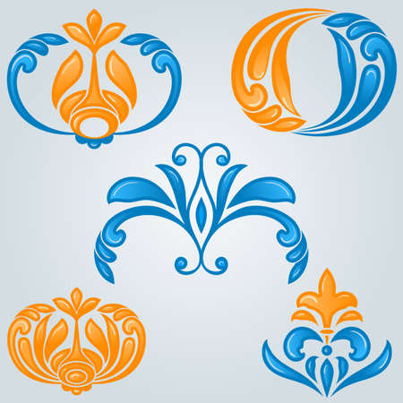 vector bright floral design elementsのイラスト素材