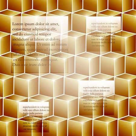 vector infographic template background with golden cubes, place for your text, fully editable eps 10 file,  transparency effectsのイラスト素材