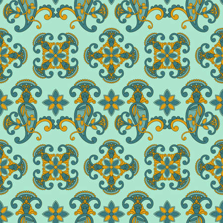 Vector seamless paisley pattern, can be used as texlile or wrapping paper, seamless pattern in swqatch menuのイラスト素材