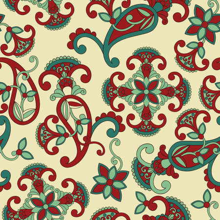 Vector seamless paisley pattern, can be used as texlile or wrapping paper, seamless pattern in swqatch menuのイラスト素材
