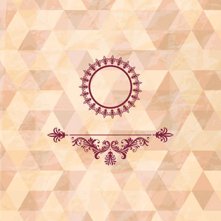 Vector vintage frame on geometric background, crumpled paper texture, transparency effectsのイラスト素材