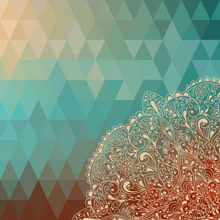 vector hoghly detailed floral pattern   on geometric background, のイラスト素材