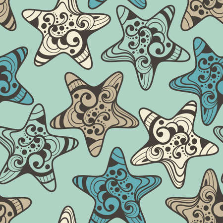vector seamless pattern with highly detailed stars, pattern in swatch menuのイラスト素材