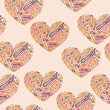 Valentine's Seamless Abstract Pattern with heartsのイラスト素材