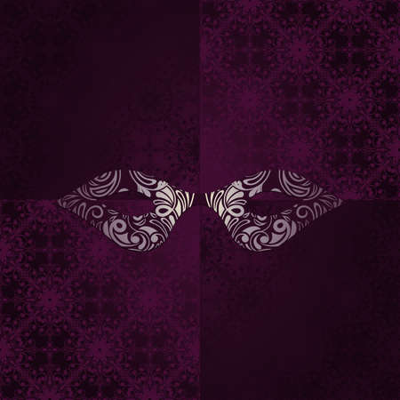 Vector carnaval invitation with mask and  floral seamless patterns, のイラスト素材