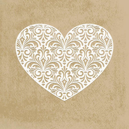 Vector paper cut lacy heart, transparency effects appliedのイラスト素材