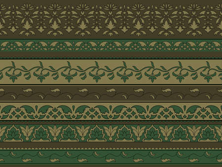 Vectorseamless floral pattern, indian style, seamless brushes includedのイラスト素材