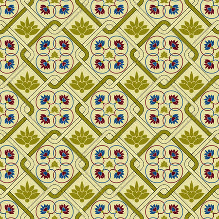 vector seamless pattern in eastern style, seamless pattern in swatch menuのイラスト素材