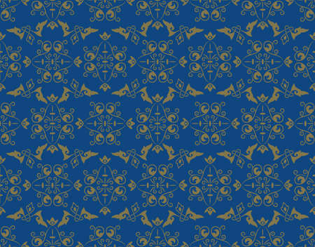 vector seamless pattern in eastern style, seamless pattern in swatch menuのイラスト素材