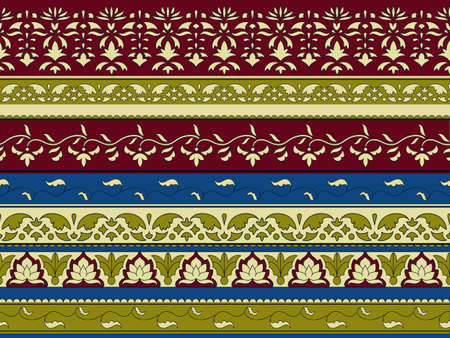 Vectorseamless floral pattern, indian style, seamless brushes includedのイラスト素材