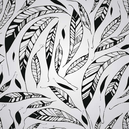 Vector Seamless Pattern with Feathers, Native American Indian Style, fully editable eps 10 style with clipping mask, seamless pattern in swatch menuのイラスト素材