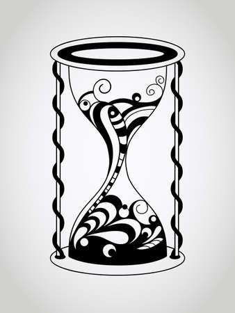 Vector Hourglass, Tattoo Style, Blackのイラスト素材