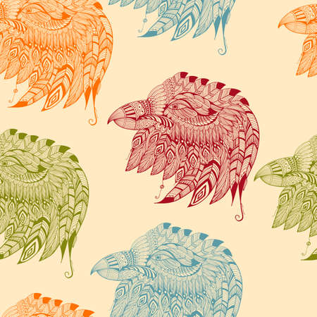 Vector Seamless Pattern with Eaglesのイラスト素材