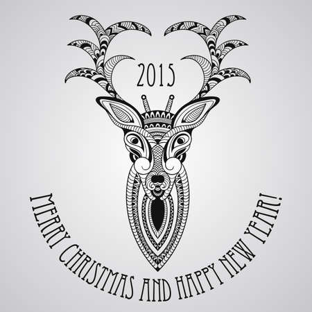 Vector Christmas Greeting Card with Deerのイラスト素材