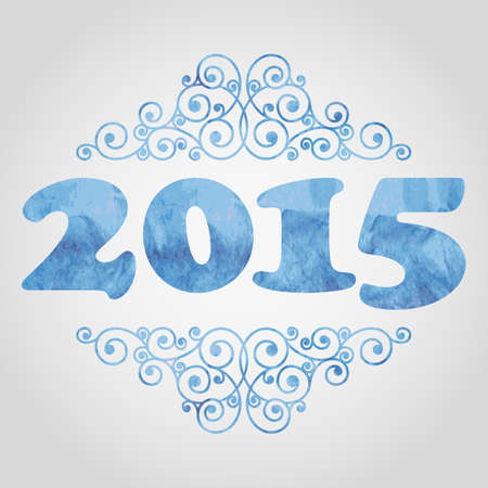 Vector  2015 watercolor background with swirlsのイラスト素材