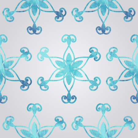 Vector Seamless Pattern with Watercolor Snowflakes, fully editable eps 10 file with clipping masks and seamless pattern in swatch menuのイラスト素材