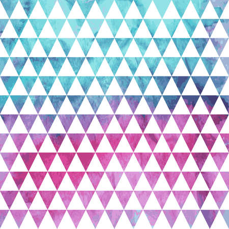 Vector Seamless Geometric Pattern on watercolor winter background
