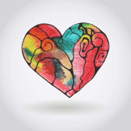 Vector Watercolor Funky Heart, Fully editable eps 10 file with transparency effectsのイラスト素材