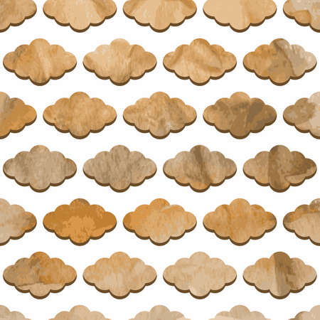 Seamless Pattern with Clouds on watercolor winter backgroundのイラスト素材