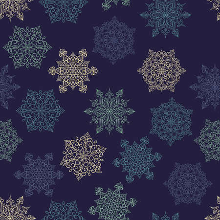 Vector Seamless Pattern with white snowflakes, seamless pattern in swatch menuのイラスト素材