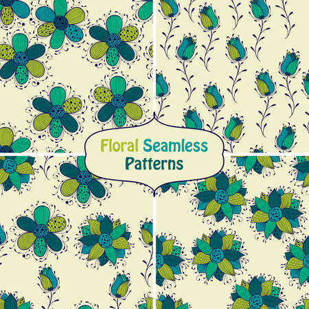Vector seamless floral  Patterns, fully editable eps 10 file with clipping mask and seamless pattern in swatch menuのイラスト素材