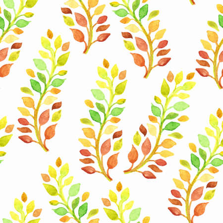 Vector Seamless Spring Pattern with Watercolor Branches, hand drawnのイラスト素材
