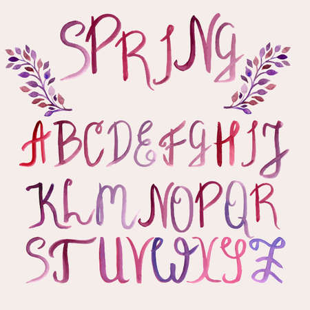 Vector Watercolor Latin Alphabetのイラスト素材