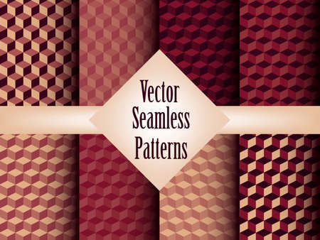 Vector Seamless Geometric Patterns Set, seamless patterns in swatch menuのイラスト素材