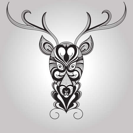 Vector Deer, Tattoo Styleのイラスト素材