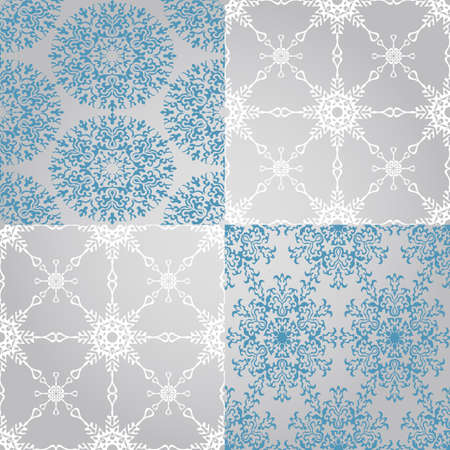 Vector Seamless Patterns with  Snowflakes, fully editable eps 10 file with seamless patterns in swatch menuのイラスト素材