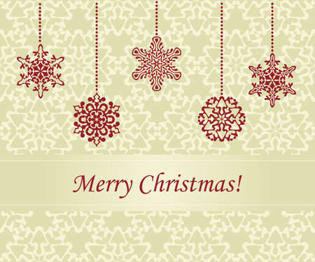 Vector Christmas greeting card with  snowflakesのイラスト素材
