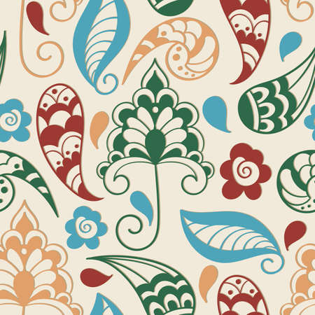 Vector  Seameless Bright Paisley Patternのイラスト素材